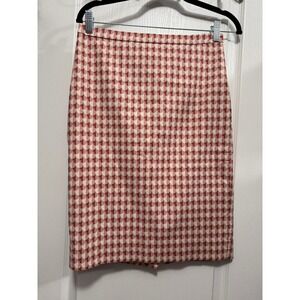 J.Crew Womens 2 Pink Geometric Fan Print Cotton Pencil Skirt 2 Office Retro 70s